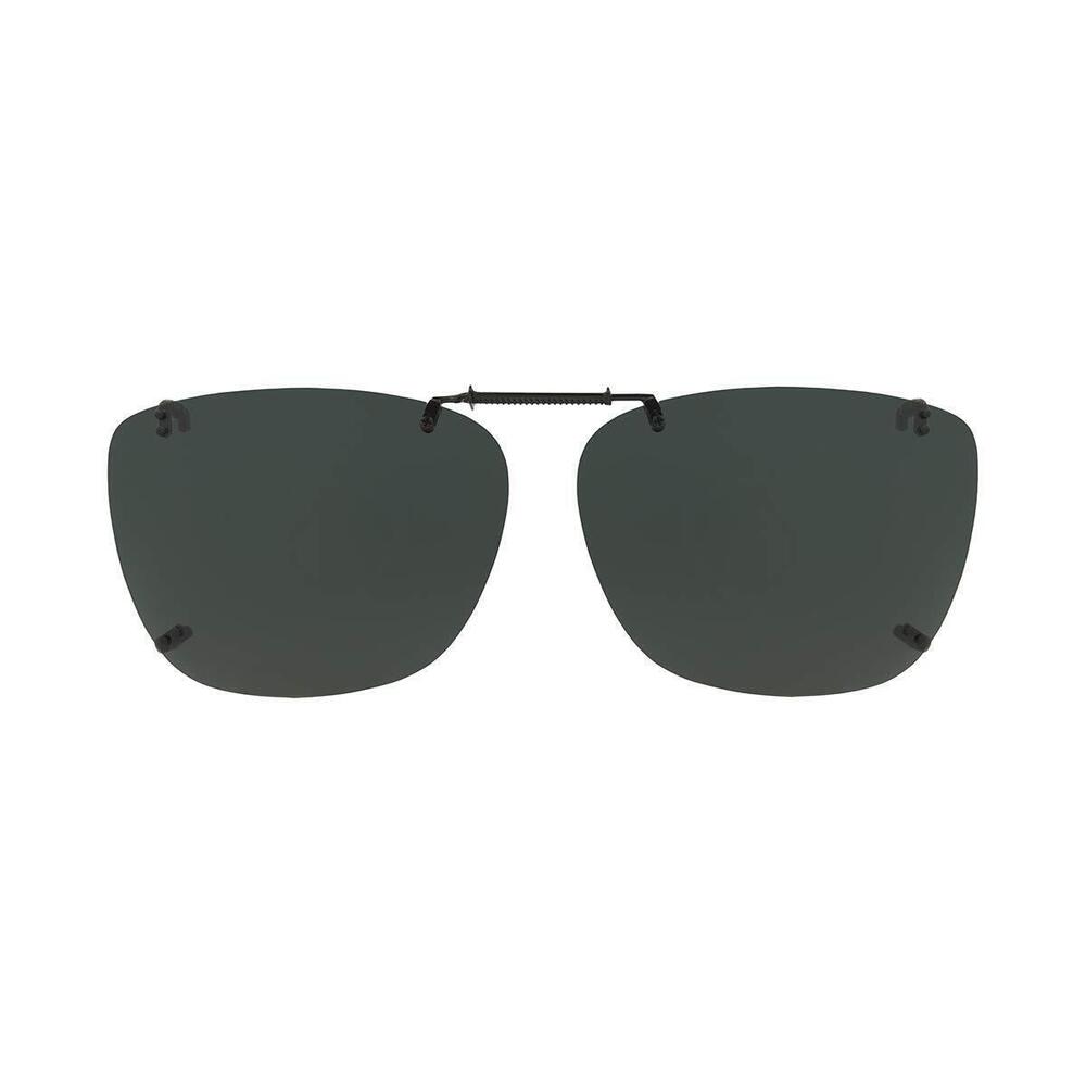 Solar Shield M REC Clip On Sunglasses Polarized Rectangular, Grey, 56